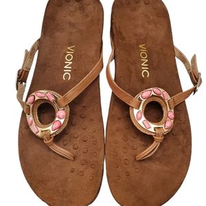 Vionic Medallion Thongs Sandal Size 10